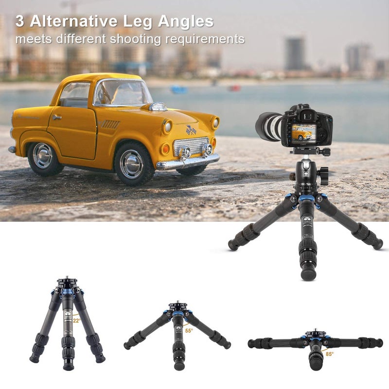 SIRUI AM-223 Carbon Fiber Camera Tripod Mini Travel Compact Tripod with 360Â° B-00K Ball Head, Arca Swiss Quick Release Plate, Loads up 15KG, Max Height 16", Folded Height 12.1",Black - Image 4